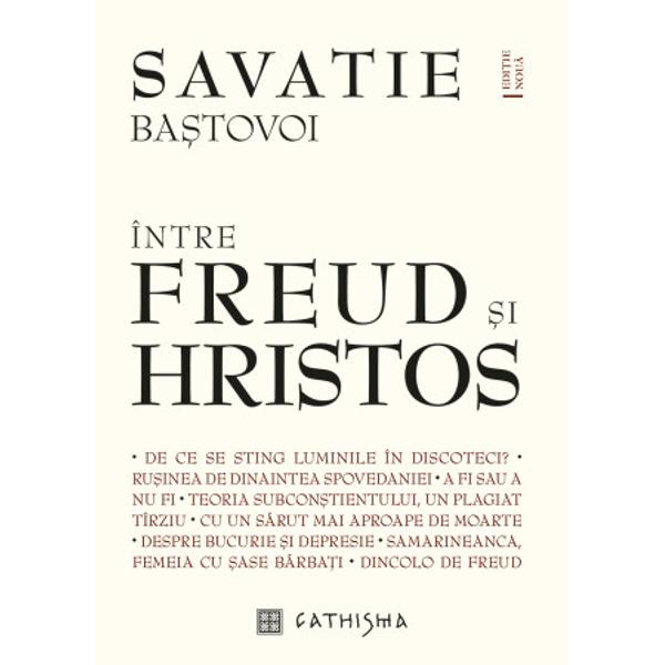 Edi&539;ia a &537;aptea ad&259;ugit&259;Între Freud &537;i Hristos este titlul care a &537;ocat la începutul anilor 2000 mediile ecleziale Scris&259; de un poet proasp&259;t convertit cartea trateaz&259; cu mult&259; sensibilitate fr&259;mînt&259;rile tinerilor afla&539;i între Freud &537;i Hristos Tip&259;rit&259; în multe edi&539;ii &537;i zeci de mii de exemplare aceast&259; carte a fost de ajutor profesorilor de religie 