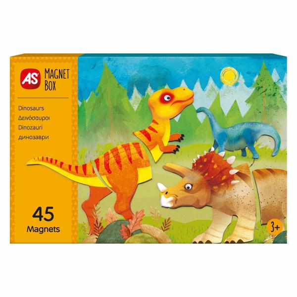Un joc magnetic amuzant cu 45 de magneti care ii ajuta pe copii sa se familiarizeze cu numele si caracteristicile dinozaurilor si sa se distreze modelandu-i dupa fotografiile de pe fisele educative De asemenea setul dezvolta spiritul de observatie al copilului deoarece copiii trebuie sa combine corect partile magnetice pentru a crea dinozauri specifici