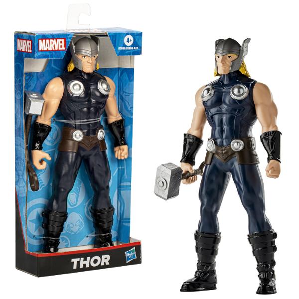 Cu figurinele de actiune Marvel de 24 cm de la Hasbro copiii isi pot imagina actiunea si aventurile Universului Marvel ca super-eroul lor preferat Dispunand de un design clasic si mai multe puncte de articulatie pentru distractie deplina copiii se pot preface ca au propriile lor aventuri Marvel captivante si pline de actiune Acest pachet contine personajul Thor