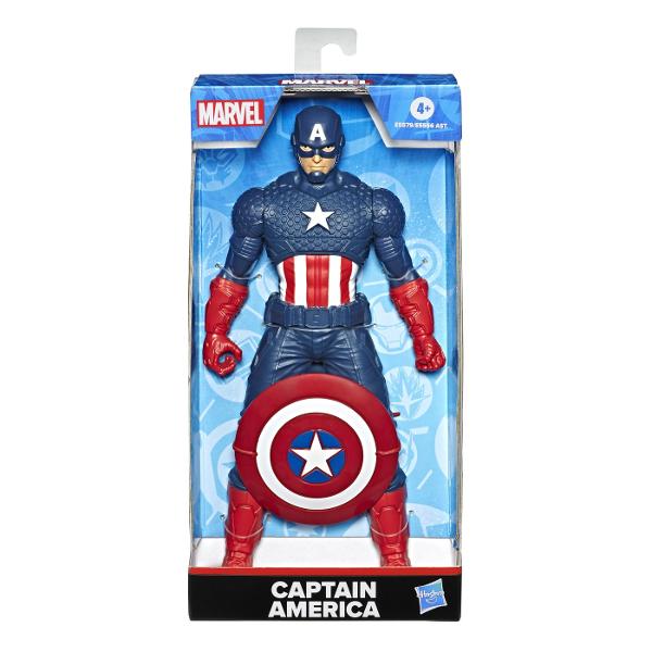 Cu figurinele de actiune Marvel de 24 cm de la Hasbro copiii isi pot imagina actiunea si aventurile Universului Marvel ca super-eroul lor preferat Dispunand de un design clasic si mai multe puncte de articulatie pentru distractie deplina copiii se pot preface ca au propriile lor aventuri Marvel captivante si pline de actiune Acest pachet contine personajul Captain America