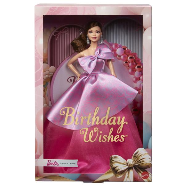 Oferiti stralucire si eleganta absoluta la fiecare aniversare cu Papusa de Colectie Barbie Signature - Birthday Wishes Inspirata de flori Barbie poarta o rochie minunata cu motive florale special conceputa pentru aniversari Haine detasabile Rochia ei eleganta poate fi indepartata permitand si mai multe optiuni de joaca Suport pentru papusa pentru expunere Barbie vine cu un suport ideal pentru colectie sau decor Ideala pentru copii de 6 ani si peste