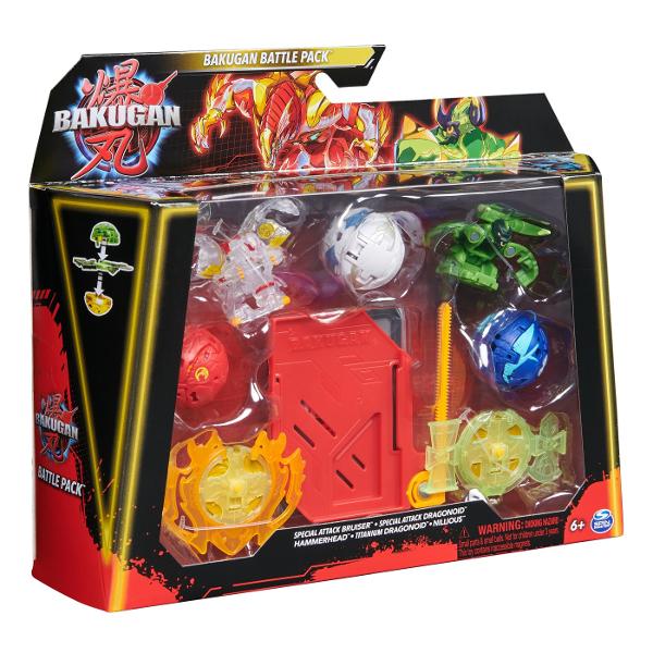 Acest set include 2 BakuganI Atac Special prin Rotire si 3 bile Bakugan de baza plus carti de joc Foloseste cardul de lansare si cordonul de lansare incluse pentru a activa Bakugan-ul rotitor Combina-ti Bakugan-ul cu ajutorul sistemului de legare a bilelor in mai multe parti Pur si simplu prinde partea de sus a personajului de partea de jos sisau inelul armei Atac Special si pregateste-te de lupta Cu cat colectionezi mai multe cu atat mai multe vei putea personaliza Foloseste 