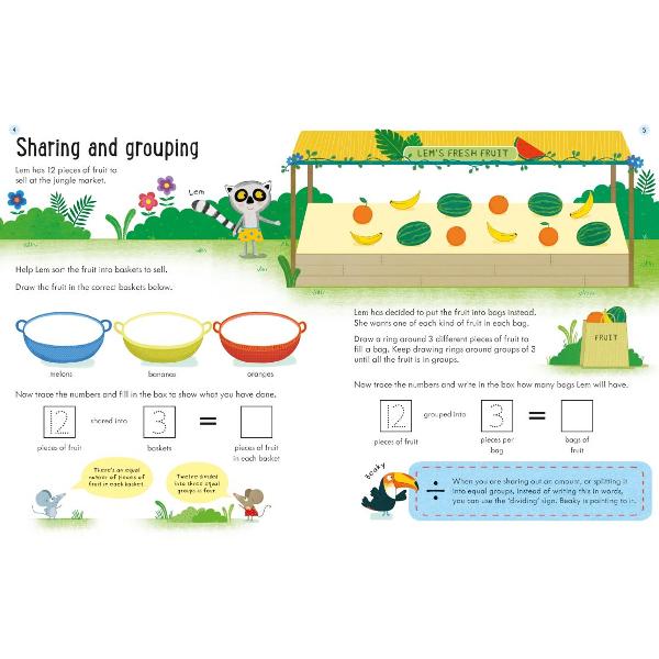 Helped by a group of friendly animals children can begin to explore dividing The activities in this book build confidence in understanding division including by equal sharing equal grouping and using related multiplication facts