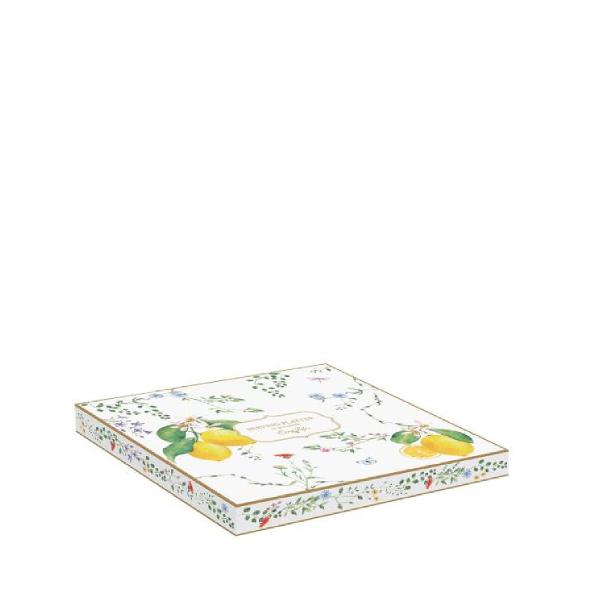 Platoul Fleurs et Citrons de la Easylife cu dimensiunile de 25x18 cm este realizat din por&539;elan de înalt&259; calitate &537;i are forma unei l&259;mâi aducând un plus de prospe&539;ime &537;i elegan&539;&259; mesei dumneavoastr&259;Designul s&259;u mediteranean cu motive de l&259;mâi &537;i flori evoc&259; atmosfera însorit&259; a regiunilor sudice fiind ideal pentru servirea aperitivelor fructelor sau deserturilor