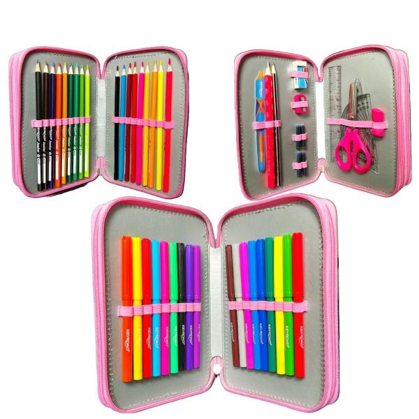 Penar echipat Keyroad 3 fermoare roz KR971818 - Prietenul t&259;u roz &537;i magic pentru &537;coal&259; &537;i gr&259;dini&539;&259;Descoper&259; penarul echipat Keyroad cu 3 fermoare roz KR971818 un penar ca o cas&259; de p&259;pu&537;i plin de surprize colorate perfect pentru micii arti&537;ti de la gr&259;dini&539;&259; &537;i &537;coal&259; Acest penar este ca o cutie cu comori având tot ce ai nevoie 