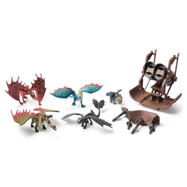 Pregateste-te pentru aventuri epice alaturi de personajele preferate din How to Train Your Dragon Acest set Dragon Catcher include mai multi dragoni detaliati un vanator de dragoni si o catapulta functionala cu plasa lansabila Recreeaza scene din film sau imagineaza-ti propriile misiuni de salvare si capturare Setul stimuleaza creativitatea si joaca de rol fiind cadoul perfect pentru micii fani ai lumii fantastice a dragonilor Include dragoni si personaje exclusiv disponibile in acest 