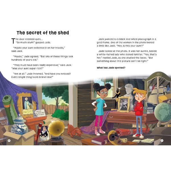 When Jade explores her aunties shed she finds it packed with historical treasures But thats just the beginning of her adventures as she travels back in time to the Middle Ages on the trail of a stolen unicorn Help Jade and her new friend Jack to solve the puzzles find the unicorn and save the dayThis brand-new adventure featuring Jade Jack and Leo the dog is packed full of interactive puzzles and comic strips Usborne Puzzle Adventures have been delighting young 