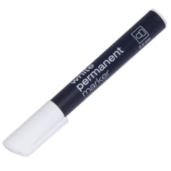 Markerele umplute cu cerneala permanenta alba au putere mare de acoperire Pot fi utilizate pe diverse tipuri de hartie si materiale neporoase tip metal plastic sticla ceramica cabluri etc Urma lasata este partial rezistenta la abraziun are o latime de 2-3mm si o lungime a traseului de 350m Pastrarea pe timp indelungat este recomandat a se face la orizontala iar inainte de a se utiliza sa se tina cu capacul in jos