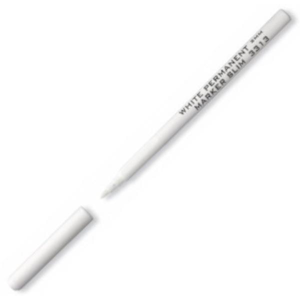 Markerele umplute cu cerneala permanenta alba au putere mare de acoperire Pot fi utilizate pe diverse tipuri de hartie si materiale neporoase tip metal plastic sticla ceramica cabluri etc Urma lasata este partial rezistenta la abraziun are o latime de 2-3mm si o lungime a traseului de 350m Pastrarea pe timp indelungat este recomandat a se face la orizontala iar inainte de a se utiliza sa se tina cu capacul in jos