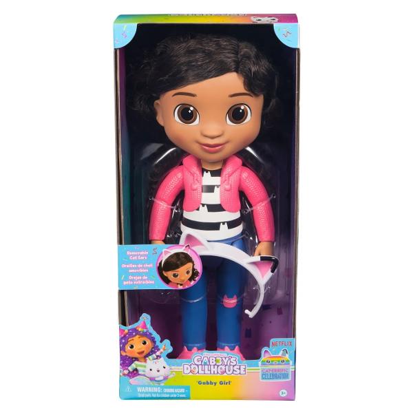 Gabbys Dollhouse Papusa Gabby 33Cm 6072529 Descopera aventuri magice alaturi de Gabby Girl din Gabbys Dollhouse Aceasta papusa de 33 cm este imbracata in adidasii sai clasici blugi cu un petic adorabil de pisicuta un outfit stilizat si bentita cu urechi de pisica Bentita este detasabila si include parul moale si cret pe care il poti aranja cum doresti Papusa este perfecta pentru jocuri interactive avand brate si picioare pozabile Este cadoul ideal pentru copii si fanii serialului Alatura-te noii tale prietene Gabby pentru