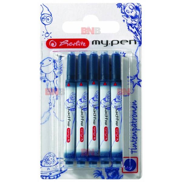 Patroane Herlitz pentru stilourile My Pen Culoare cerneala albastru Ambalare 5 patroaneset