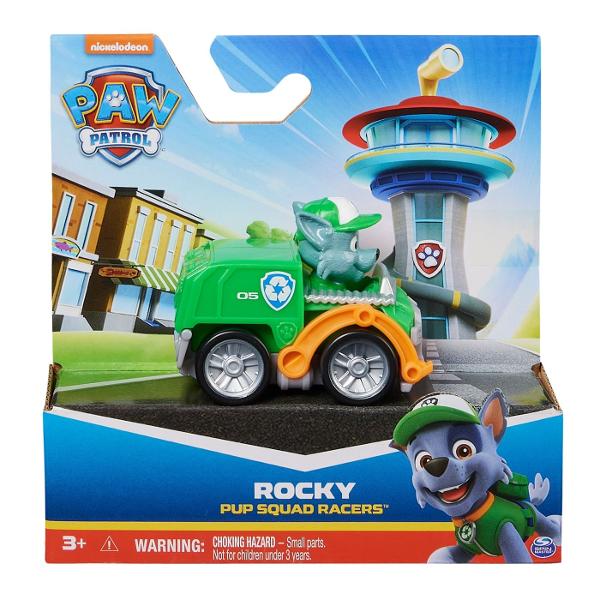 Patrula Catelusilor Pup Squad Racers Vehicul Cu Figurina Rocky 6070433_20148849 Alearga spre misiunea de salvare cu pilotii din Patrula catelusilor Pup Squad Racers Fiecare masina de curse Pup Squad masoara 63 cm lungime si 5 cm inaltime astfel incat se potrivesc perfect in palma sau in buzunar fiind jucariile de dimensiuni perfecte pe care copiii le pot lua cu ei oriunde Fiecare catel din Patrula catelusilor este imbracat in uniforma autentica din filmul Patrula catelusilor cu urechile date pe spate astfel incat sa para ca alearga cu viteza maxima la fel ca in