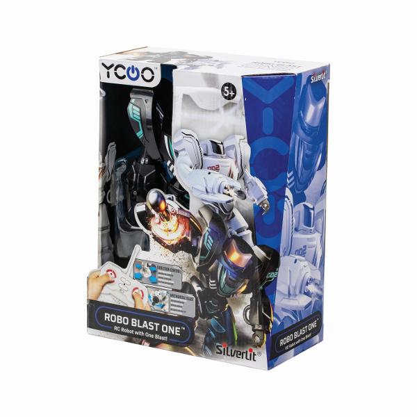 Robo Blast One Robot controlat de la distanta care trage Pregateste-te pentru distractie si emotie fara sfarsit cu ROBO BLAST ONE Telecomanda dimensiuni ergonomice Lansare mecanica puternica prin apasarea unui buton de pe brat 3 sageti sunt incluse in pachet Disponibil in 2 culori alb sau negru Dispune de telecomanda cu control in 4 cai Orice ai cauta intr-un robot suntem siguri ca il vei gasi in lumea robotilor Silverlit O gama larga de jucarii robotizate cu un singur scop comun 