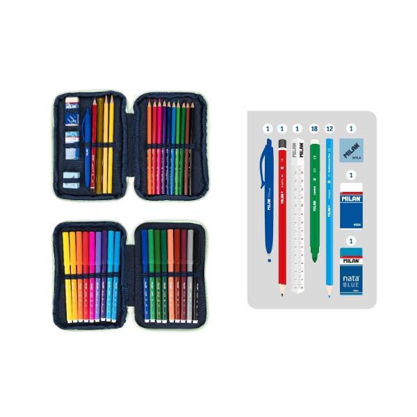 Acest penar MILAN cu 2 fermoare de culoare verde face parte din colec&539;ia 430 since 1918 inspirat&259; de culorile &537;i designul clasic al gumei MILAN fabricat&259; în Spania înc&259; din 1918 Este ideal pentru p&259;strarea rechizitelor &537;colare într-o ordine perfect&259; &537;i accesibil&259; având un design practic &537;i elegantCaracteristici principale&9989; Compartiment dublu dou&259; 