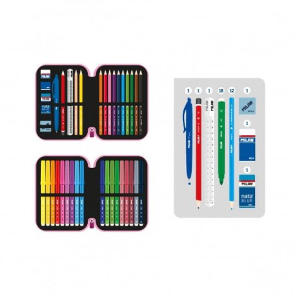 Descoper&259; penarul MILAN cu 2 fermoare parte din colec&539;ia Roller 2 cu un design retro inspirat de patinele cu 4 ro&539;i Cu o combina&539;ie armonioas&259; de tonuri albastre mu&537;tar &537;i roz acest penar aduce un aer vesel &537;i dinamic în rucsacul oric&259;rui elevCaracteristici principale&9989; Design original inspirat de patinele retro cu 4 ro&539;i într-o palet&259; modern&259; de 