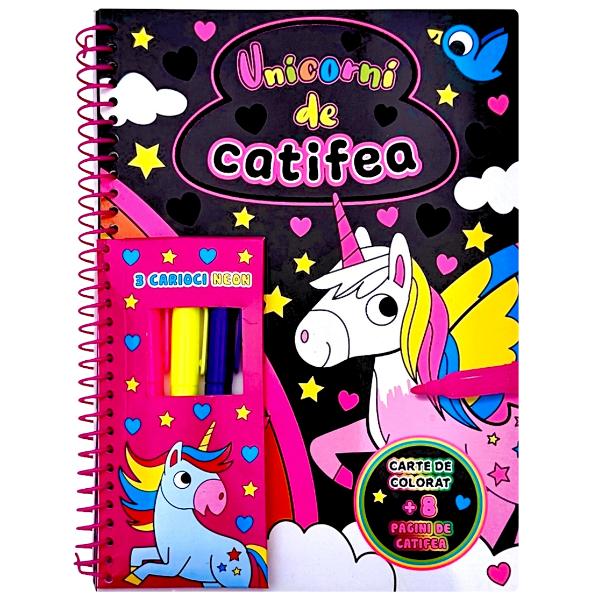 Unicorni de catifea - Cu 3 carioci neon