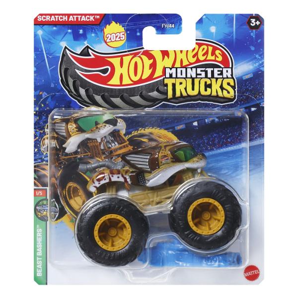 Hot Wheels Monster Truck Masinuta Scratch Attack Scara 1:64 MTFYJ44_JDP68 Colectioneaza masinutele Hot Wheeels gigantice pentru numeroase cascadorii Striviti competitia cu masinuta de baza 164 are motoare puternice de frecare si actiuni feroce pe roti acesti monstri sunt de neoprit Fiecare se vinde separat in functie de disponibilitate Culorile si decoratiunile pot varia Pachetul contine personajul Scratch Attack