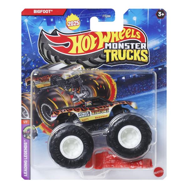 Hot Wheels Monster Truck Masinuta Bigfoot Scara 1:64 MTFYJ44_JCD86 Colectioneaza masinutele Hot Wheeels gigantice pentru numeroase cascadorii Striviti competitia cu masinuta de baza 164 are motoare puternice de frecare si actiuni feroce pe roti acesti monstri sunt de neoprit Fiecare se vinde separat in functie de disponibilitate Culorile si decoratiunile pot varia Pachetul contine personajul Big Foot