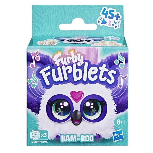 Furby Furblets Jucarie Interactiva Bam-Boo F9703_G1698 Mini prieteni pufosi Furby cu personalitati puternice Peste 45 de efecte speciale in fiecare Fiecare Furblet are propria voce si personalitate unica Vorbeste limba Furbish si cantati impreuna Jucariile Furblet interactioneaza de asemenea cu marele Furby se vinde separat Gama de 6 fiecare se vinde separat Furbys poate fi mic dar cu siguranta are propria lui personalitate Fiecare dintre cei 6 Furby se remarca in felul sau - are propria voce si aspect care corespunde stilului muzical