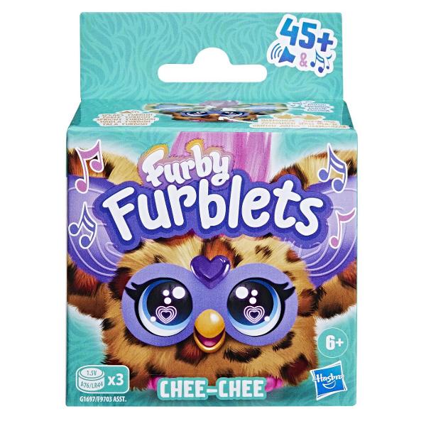 Furby Furblets Jucarie Interactiva Chee-Chee F9703_G1697 Mini prieteni pufosi Furby cu personalitati puternice Peste 45 de efecte speciale in fiecare Fiecare Furblet are propria voce si personalitate unica Vorbeste limba Furbish si cantati impreuna Jucariile Furblet interactioneaza de asemenea cu marele Furby se vinde separat Gama de 6 fiecare se vinde separat Furbys poate fi mic dar cu siguranta are propria lui personalitate Fiecare dintre cei 6 Furby se remarca in felul sau - are propria voce si aspect care corespunde stilului muzical