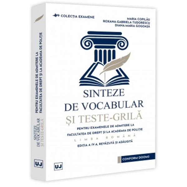 Prezenta lucrare a luat nastere ca urmare a unei frumoase colaborari între studentii Facultatii de Drept si Editura Universul Juridic Inedita prin cuprinsul sau sinteze de vocabular si teste-grila atent selectate asociate cu tematica de admitere la Facultatea de Drept sau la Academia de Politie aceasta reprezinta o provocare stimulând si gestionând atât cunostintele cât si emotiile specifice acestor examene de admiterep 