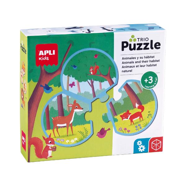 Trio Puzzle pentru asocierea animalelor cu habitatul lorInclude 24 de piese rotunde cu diametrul de 9 cm care permit realizarea a 8 puzzle-uri diferite fiecare format din 3 pieseToate piesele se îmbin&259; perfect astfel încât copiii trebuie s&259; fie aten&539;i &537;i s&259; le potriveasc&259; corect pentru a clasifica fiecare animal în mediul s&259;uAcest joc contribuie la îmbun&259;t&259;&539;irea viziunii 