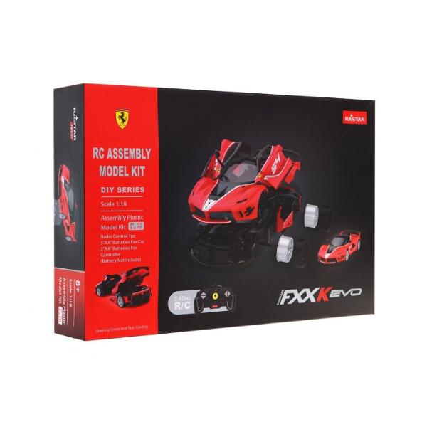 Masinuta Construibila Cu Telecomanda Ferrari Fxxk Evo Scara 1 La 18 Ras96900 Kitul de Asamblare RC Ferrari FXX K EVO de la Rastar este o jucarie inovatoare si captivanta perfecta pentru copiii de peste 8 ani si pasionatii de masini Acest set DIY ofera o experienta interactiva completa permitand utilizatorului sa construiasca pas cu pas o replica detaliata a celebrului model Ferrari la scara 118 Kitul contine 92 de piese din plastic usor de imbinat precum si o telecomanda performanta ce functioneaza pe frecventa de 24 GHz asigurand un control precis si stabil