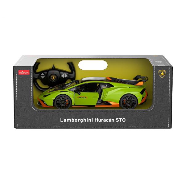 Copilul dumneavoastra se poate juca in voie cu masina cu telecomanda Lamborghini Huracan STO verde scara 1 la 14 oferita de brandul international Rastar Nicio cursa nu este imposibil de castigat cu acesta masinuta replica oficiala cu licenta a modelului original construita cu mare atentie la detalii Masinuta are proportiile ideale pentru momente pline de distractie si amuzamentMasinuta functioneaza pe frecventa de 24GAlimentarea se face astfel  pentru masinuta sunt necesare 5 baterii 