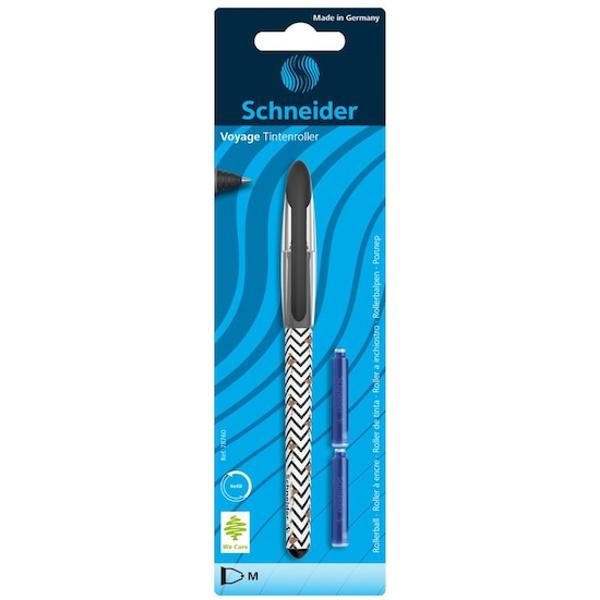 Blister Roller Schneider Voyage NegruVarful din otel inoxidabilZona de prindere cu manson ergonomicFunctioneaza cu patron standard de cernealaDetalii roller  2 rezerve
