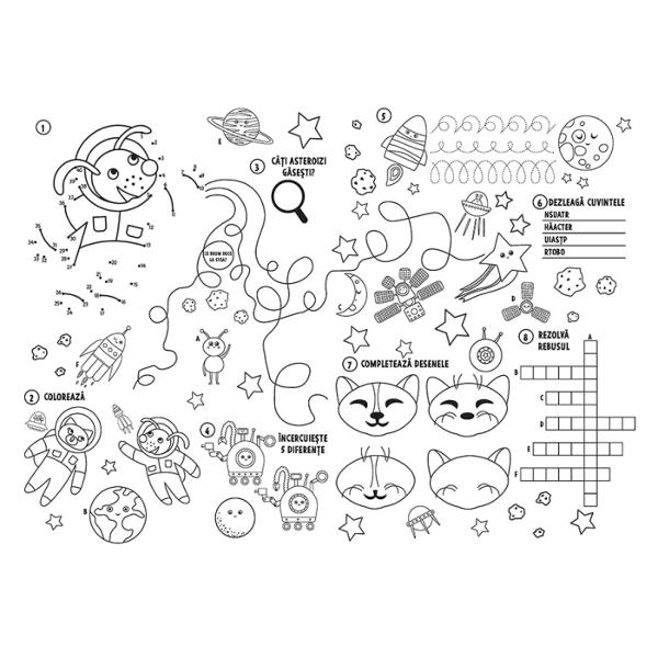 Copiii care &537;i-au dorit mereu s&259;-&537;i decoreze camera cu mânu&539;ele lor au acum o solu&539;ie creativ&259; care le satiisface &537;i pofta de joc dar ledezvolt&259; &537;i abilit&259;&539;ileMega-activit&259;&539;ile con&539;in câte 4 postere uria&537;e cu jocuri &537;i activit&259;&539;i numai bune de rezolvat colorat &537;i expus pe perete4 postere de 210 x 290 mm