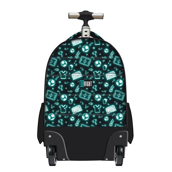 Exploreaza trollerul Majewski ST Right TB01 din colectia Neon Football perfect pentru elevii care doresc un mix de stil modern si functionalitate Acest troller este creat pentru a asigura confortul si siguranta in utilizare datorita caracteristicilor sale de topConfort si siguranta Dotat cu un maner telescopic cu buton pentru ajustare roti durabile si usor de rotit bretele moi si reglabile precum si posibilitatea de a depozita bretelele si manerul 