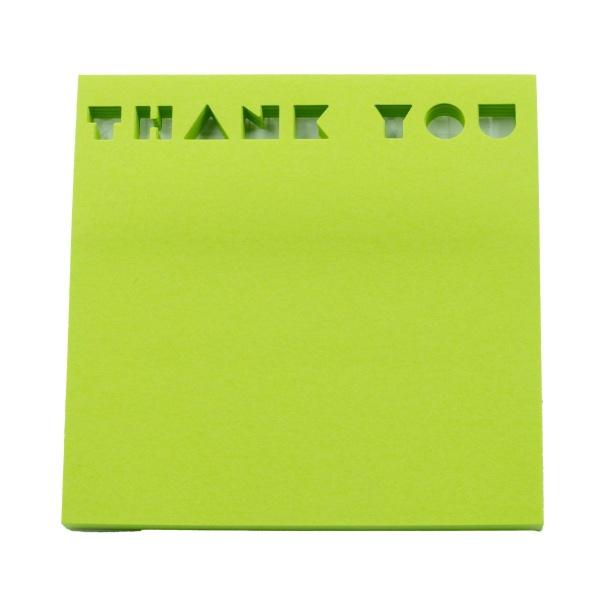 Notes adeziv stantat 75x75 Office Cover H1-THANK YOU verde neon 50 coliblister PVC 