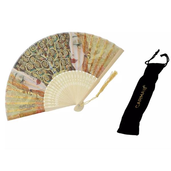 Evantai pliabil din bambus &537;i material textil – „Lacrimi de Aur” de Gustav Klimt 20 cm cu hus&259; neagr&259;R&259;core&537;te-te cu stil &537;i elegan&539;&259; cu acest evantai practic &537;i u&537;or realizat din bambus natural &537;i material textil rezistent Cu o dimensiune compact&259; de 20 cm este ideal pentru zilele 