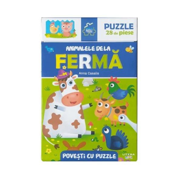Toate animalele de la ferm&259; sunt puse pe treab&259; Cite&537;te povestea &537;i construie&537;te puzzle-ul 