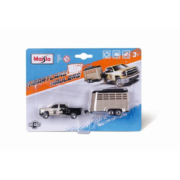 Seturile ofera o valoare de joaca extinsa combinand camioane puternice cu remorci versatile Fiecare set este conceput pentru a stimula imaginatia si pentru a oferi ore intregi de distractie Fiecare set include un camion de tractare si o remorca oferind posibilitati variate de joc Camionul de tractare are un corp din metal turnat sub presiune die-cast cu componente din plastic asigurand rezistenta si detalii realiste Toate vehiculele au roti care se rotesc liber permitand deplasarea 