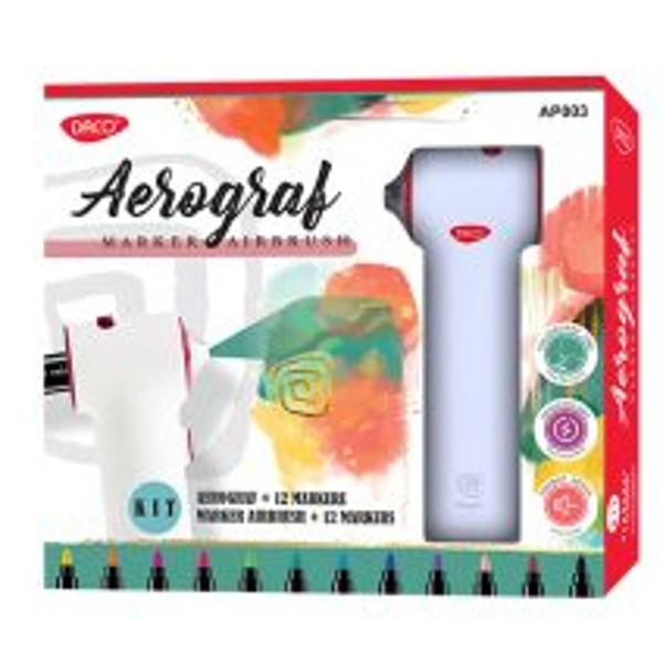 Îmbog&259;&539;e&537;te-&539;i experien&539;a artistic&259; cu Aparatul Pulverizare Markere Aerograf DACO Acest kit inovator este solu&539;ia ideal&259; pentru cei care doresc s&259; exploreze tehnici noi &537;i s&259; adauge efecte spectaculoase lucr&259;rilor lor Transform&259; markerele standard într-un sistem avansat de pulverizare &537;i descoper&259; libertatea de a crea opere de art&259; cu un finisaj 