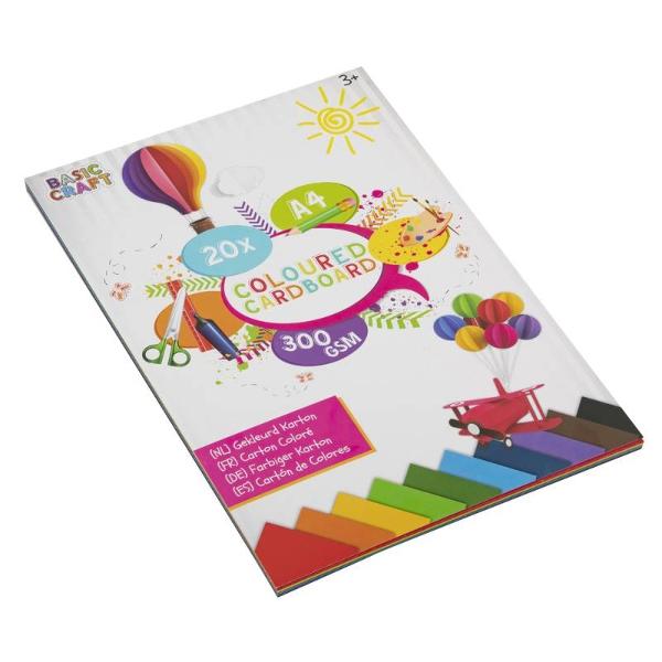 20 de coli de carton colorat in 10 culori in format A4 si 300 gm&sup2;&nbsp;