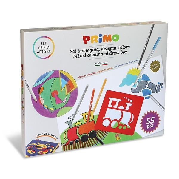 Acest set complet pentru desen si pictura include24 de creioane colorate Minabella de inalta calitate24 de markere cu varful de fibra super lavabile1 creion HB6 sabloane cu motive variate1 structura interioara din carton reutilizabila care poate fi pictata si agatata pe perete
