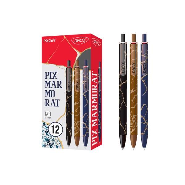 Pixul marmorat de la DACO este alegerea ideal&259; pentru o scriere confortabil&259; &537;i fluent&259; Are un design modern cu corp din plastic cauciucat oferind o prindere sigur&259; &537;i pl&259;cut&259; chiar &537;i în timpul utiliz&259;rii îndelungateCaracteristici produsli 