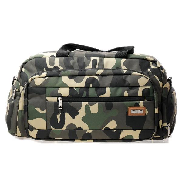 Geanta voiaj prevazuta cu un compartiment principal si un buzunar frontal cu fermoar;Doua buzunare laterale cu fermoar;Doua manere superioare prevazute cu protectie buretata inchisa cu velcro;Bretea de umar ajustabila;Geanta este captusita in totalitate si are un buzunar cu organizer la interior;In partea din spate a gentii exista o bretea speciala pentru a putea fixa geanta pe troler