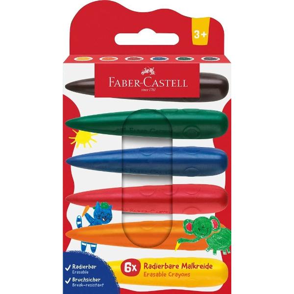 Creioane cerate model degete Faber-Castell - set de 6 bucati ideale pentru cei mai mici artisti fiind create special pentru a fi usor de tinut si folosit de catre copii Culori intense si atractive Design ergonomic special adaptat pentru prinderea usoara cu degetele mici Rezistente la rupere si nu murdaresc mainile Culorile se aplica uniform si permit amestecarea usoara pentru efecte creative Fabricate din materiale non-toxice sigure pentru utilizarea de 
