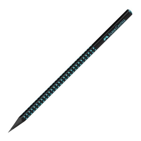 Creion grafit B Grip lemn negru Midnight Ocean Faber-Castell din colectia Sparkle Forma ergonomica triunghiulara si o mina lipita cu o tehnologie speciala ce ii confera o inalta rezistenta la rupere Mina de tarie B pentru o scriere confortabila Creioane atractive cu vopsea in culori perlate si puncte stralucitoare Capat rotunjit stralucitordiv 