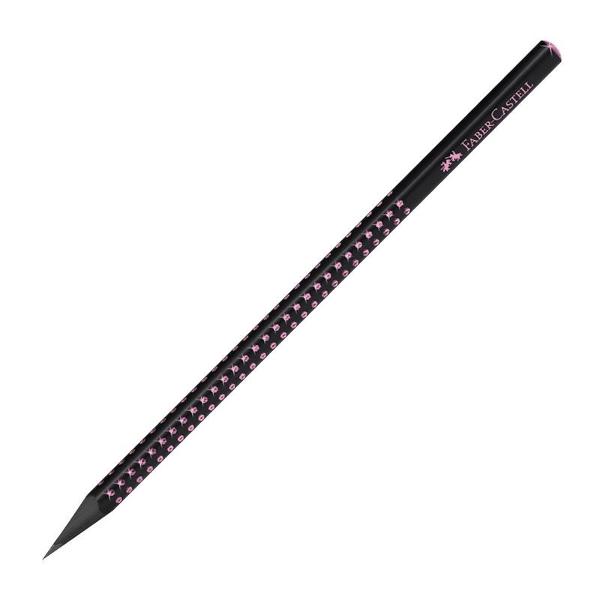 Creion grafit B Grip lemn negru Midnight Rose Faber-Castell din colectia Sparkle Forma ergonomica triunghiulara si o mina lipita cu o tehnologie speciala ce ii confera o inalta rezistenta la rupere Mina de tarie B pentru o scriere confortabila Creioane atractive cu vopsea in culori perlate si puncte stralucitoare Capat rotunjit stralucitordiv 