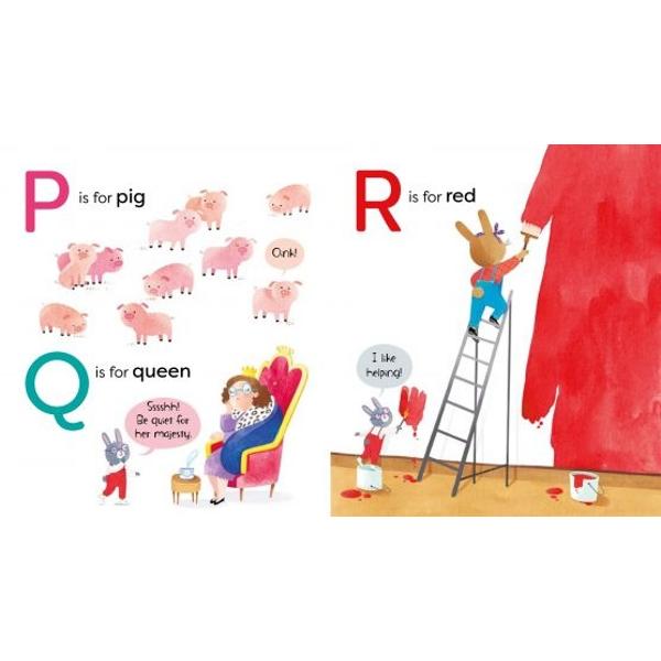 Join Bunny on a fun-filled run through the alphabet in this playful board book for little children who are starting to learn their ABC Each letter is brought to life with a new word and a whimsical illustration that grownups and little people can talk about as they read along together