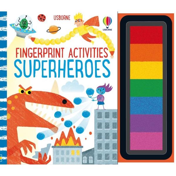 This entertaining book is bursting with ideas for fingerprinting superheroes and their amazing superpowers Create scenes with flying superheroes special forcefields preventing a space alien invasion as well as superhero hairstyles Theres no need to buy paints or inks just use the seven bright colours on the inkpad attached to the back cover 