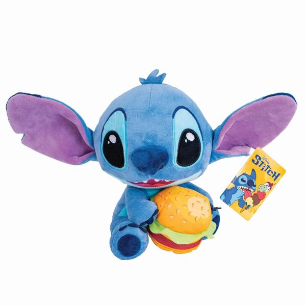 Disney Plus Stitch cu Burger 25 cm Bun venit in clubul Disney Jucaria noastra moale Stitch cu caracteristici brodate va va tine zambitor pe parcursul zilei Moale dar durabilStitch este fabricat dintr-o tesatura moale de poliester  ceea ce il face jucaria perfecta de plus 