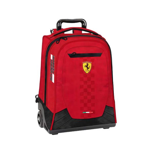Troler Ferrari rosu voiaj 47 cm&160;troler cu maner reglabil;2 compartimente spatioase;inchidere cu fermoar;bretele reglabile;material poliester;culoare Rosu;Dimensiuni 47 x 32 x 10 cm