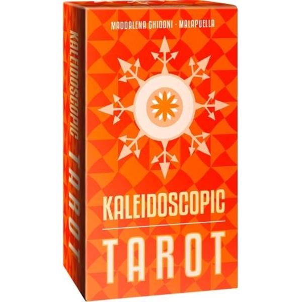 Peek into the peephole of the kaleidoscope and slowly turn the cylinder to unlock visions of geometric patterns and colourful fragments The optical wonder you are witnessing is the same spectacle that awaits you within the box of the new Kaleidoscopic Tarot Here the 78 Arcana find new life as a mosaic of shapes that unlock the full potential of the classic RWS archetypes The straightforward depiction of the subjects and the presence of standardized details made evident by the simplistic 