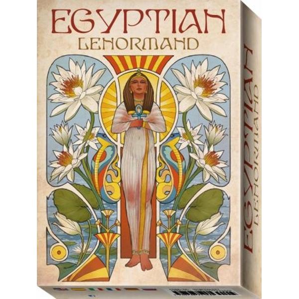The 36 archetypes of the classic Lenormand tradition find new life in these illustrations each one a glimpse into the long-gone times of pharaohs and pyramids A series of Art Nouveau style frames classily nestle each artwork onto the card functioning as an aesthetic liaison between this deck and its “companions” in the liberty-style line