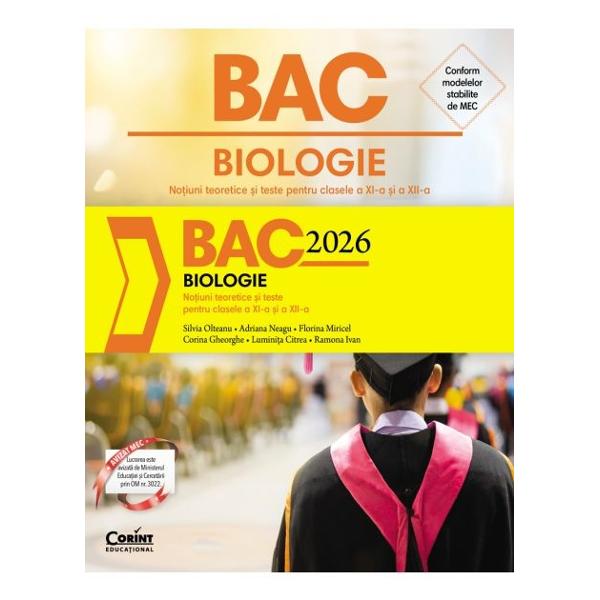 Biologie Bacalaureat No&539;iuni teoretice &537;i teste pentru clasele a-XI-a &537;i a XII-a este un îndrumar în preg&259;tirea absolven&539;ilor de liceu în vederea sus&539;inerii &537;i promov&259;rii examenului de bacalaureat cu rezultate foarte bune la biologieMateria studiat&259; în clasele a-XI-a &537;i a XII-a inclus&259; în programa de bacalaureat este prezentat&259; sistematizat iar la finalul fiec&259;rui 